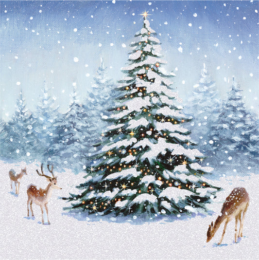 Deer in Snowy Forest Charity Christmas cards - 10 pack